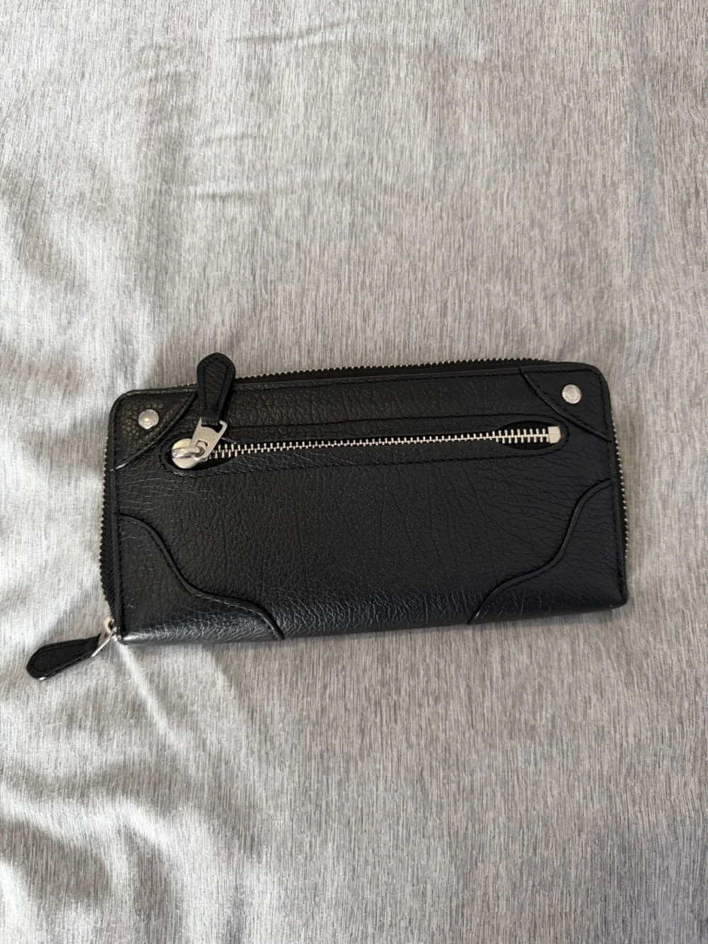 Coach Black Leather Zip-Around Wallet with Silver Hardware - Picture 3 of 3